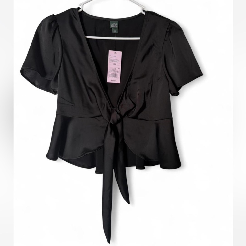 Wild Fable Satin Black Blouse